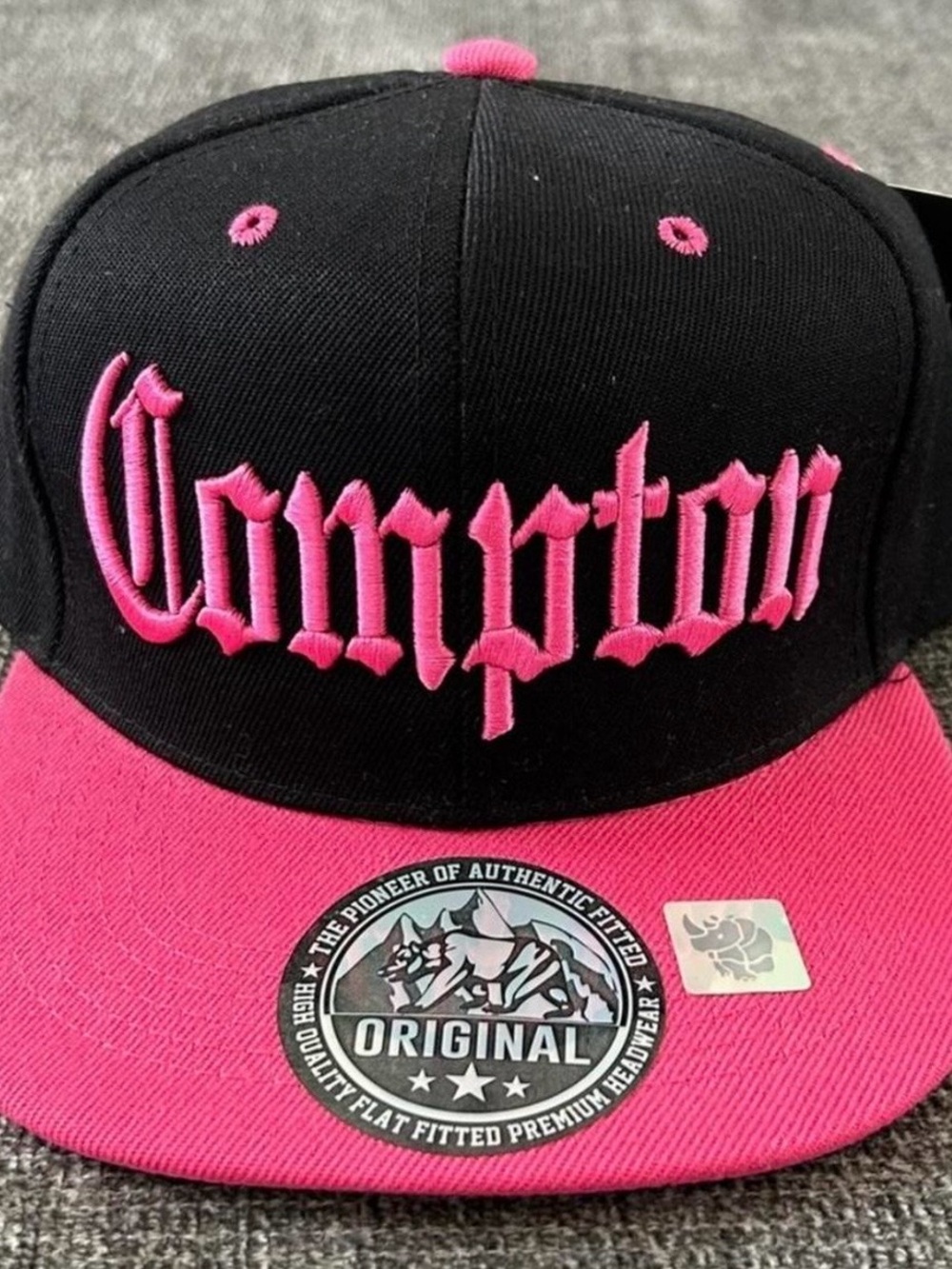 Black and Hot Pink 'Compton' Snapback Hat